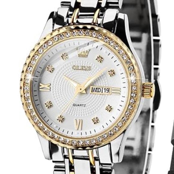 NWT OLEVS Womens Watch with Date Silver Stainless Steel Luxury main image 5